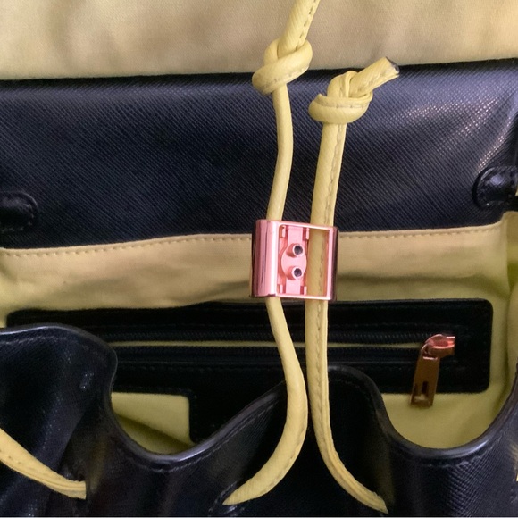 Ted Baker London Black Backpack with Yellow Highlights & Drawstrings main image 11